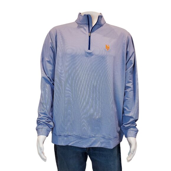PETER MILLAR SZ XL New York Mets Sugar Stripe Performance Quarter-Zip Pullover